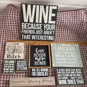 Decorative Wall Art Signs with Various Sayings. Sold as set OR Offer on one